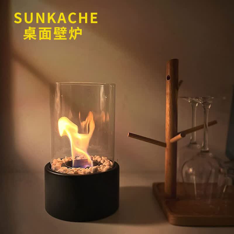SUNKACHE小型桌面酒精壁真火炉摆件网红取暖观赏气氛火焰户外露营灯 黑色怎么看?