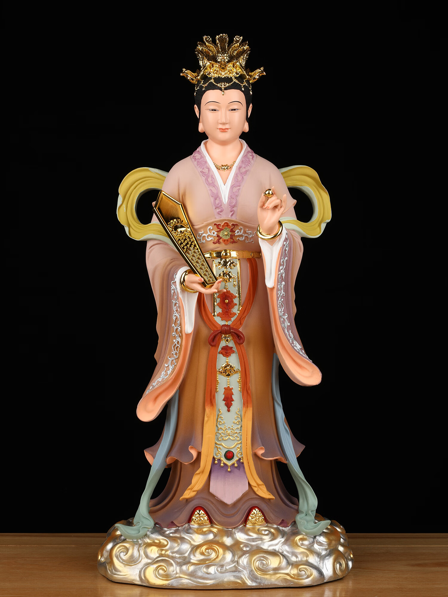 奶奶娘娘像体树脂家用供奉摆件站像圣母元君佛像 古彩12英寸 碧霞元君