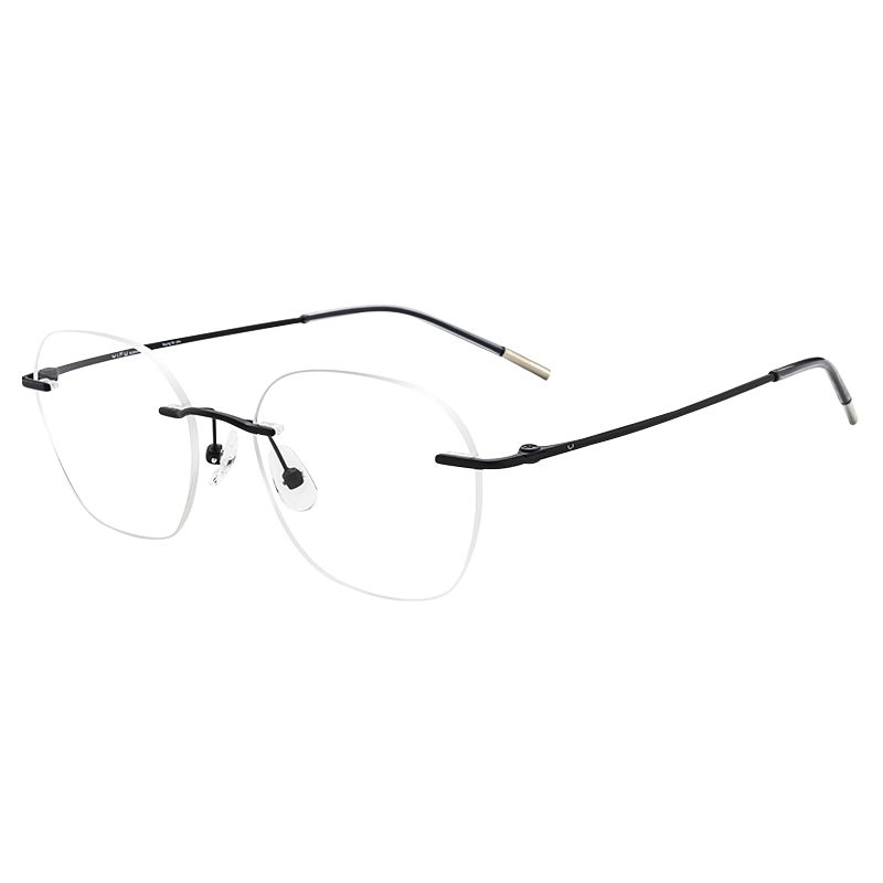 明月鏡片 逸夫多邊無(wú)框鏡架配鏡有度數(shù)近視眼鏡YF6324 配1.60非球面K