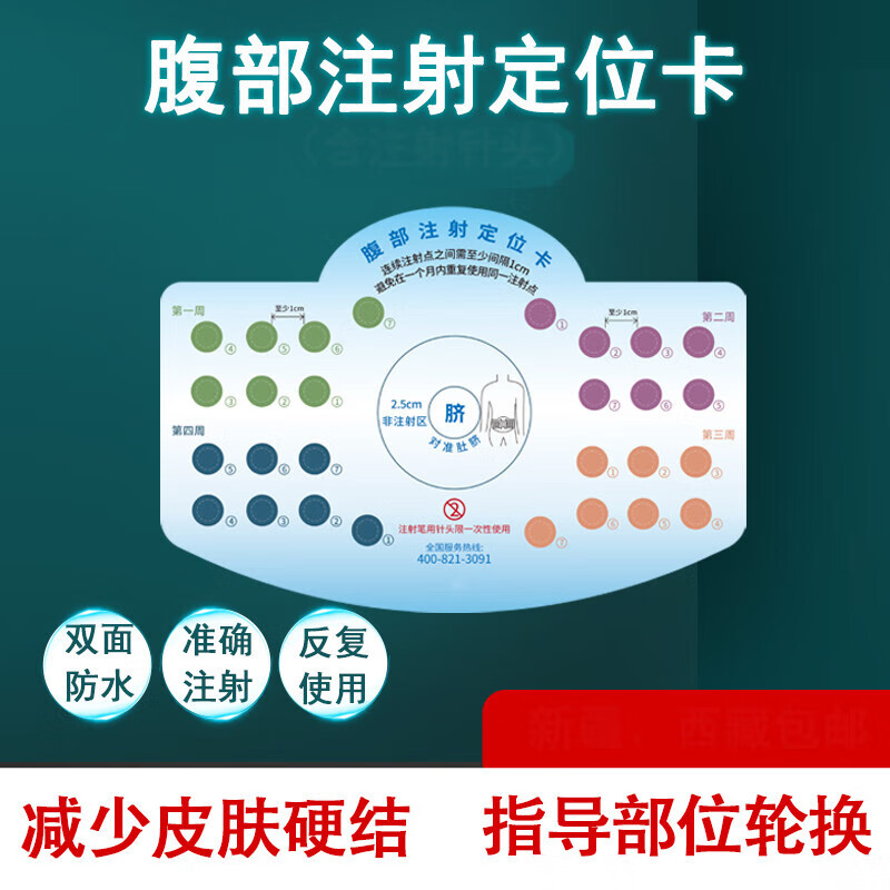 胰岛素注射定位卡腹部注射上臂腿部辅助打胰岛素位置图定位卡一整