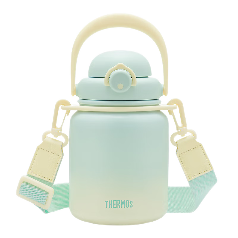 膳魔師（THERMOS）噸噸桶泡泡大肚杯316L不銹鋼便攜大容量保溫杯生日禮物TEMA 蜜瓜泡泡 950ml 配杯帶