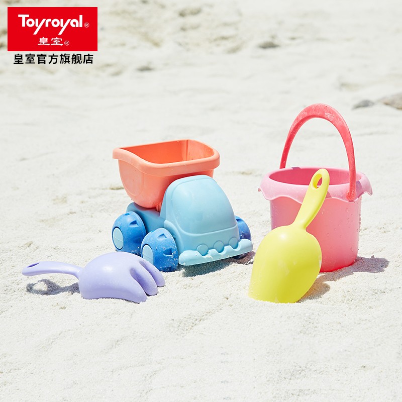 皇室(Toyroyal)玩具 儿童沙滩玩具玩沙套装Flex小水桶宝宝挖沙工具男孩女孩海边铲子水桶水壶 缤纷混合色4件套【组合5】