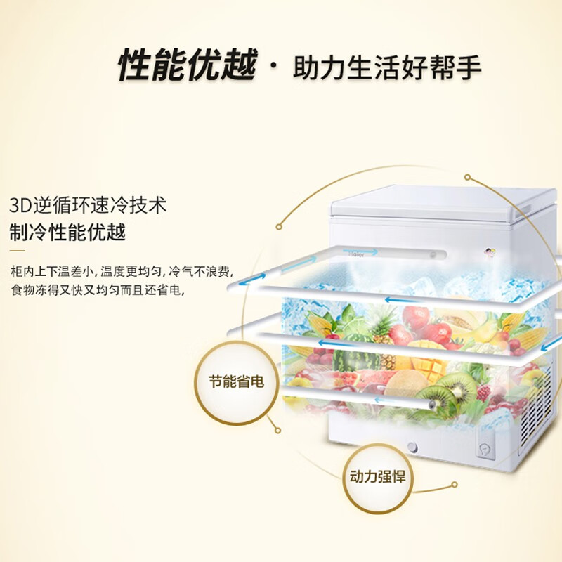 海尔 Haier 143升家用冰柜冷藏冷冻转换冷柜 节能单温冰箱 BC/BD-143HDB