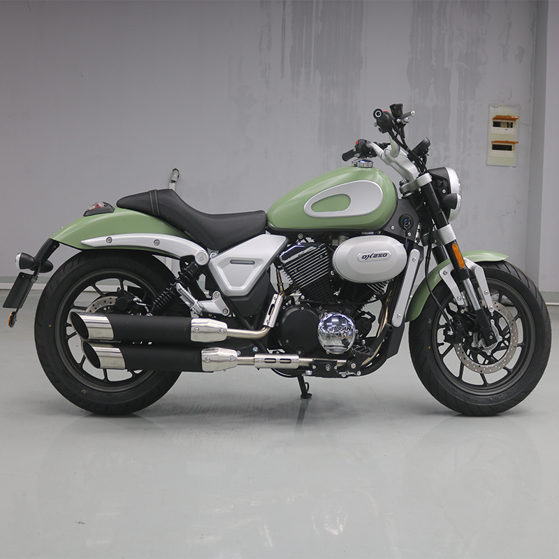 双缸机车太子巡航可上牌复古美式重机车 磨砂绿 v型双缸250链条传动版