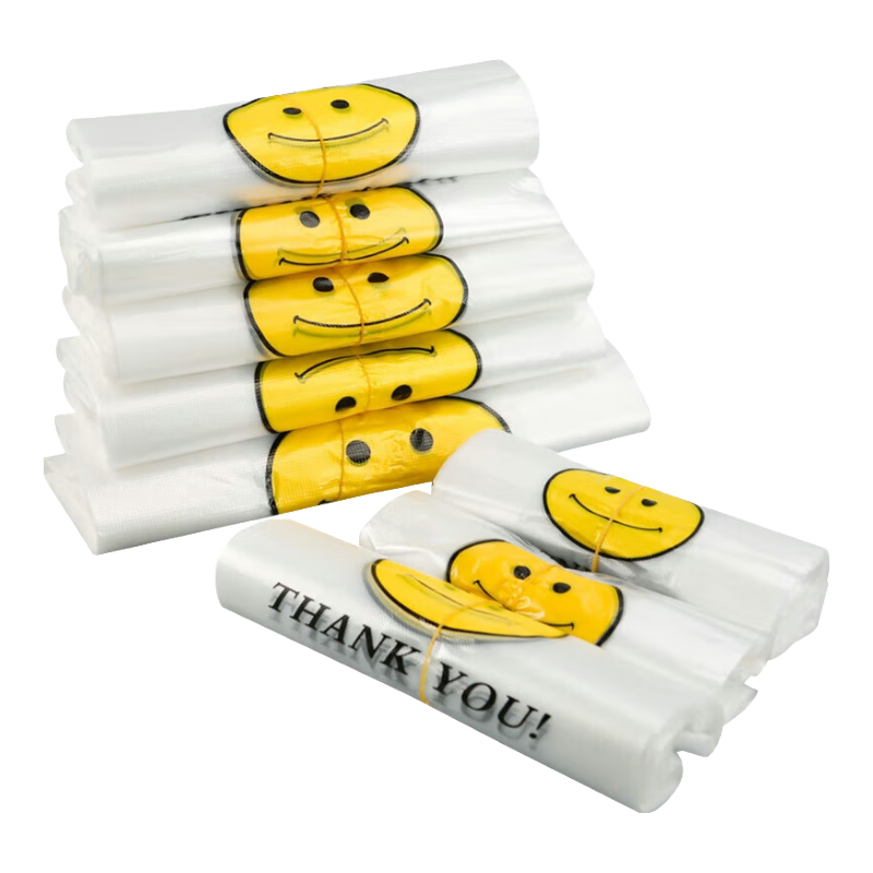 科力邦（Kelibang） 塑料袋 透明笑臉打包袋加厚款100只裝 32*50cm雙面2.5絲 外賣手提背心垃圾袋 KB1011