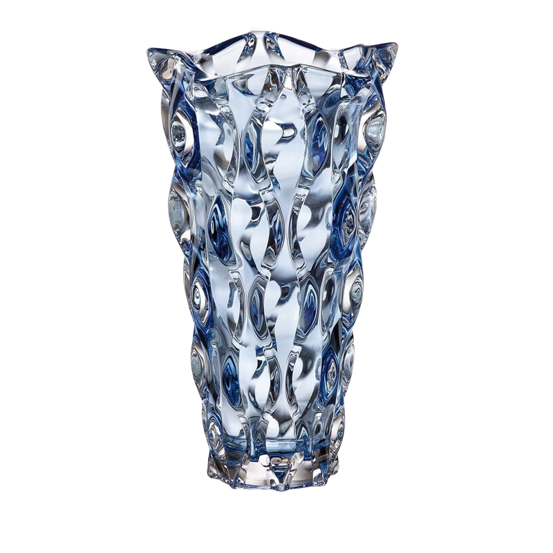 BOHEMIA 捷克進(jìn)口桑巴水晶玻璃玫瑰百合花瓶描金臺面居家花瓶送禮擺件 矮款藍(lán)色(捷克原裝進(jìn)口)