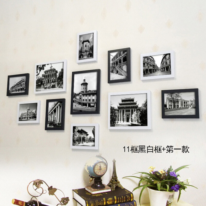 普单 广东广州老照片带框装饰画街景酒店餐厅客厅黑白怀旧照片墙老