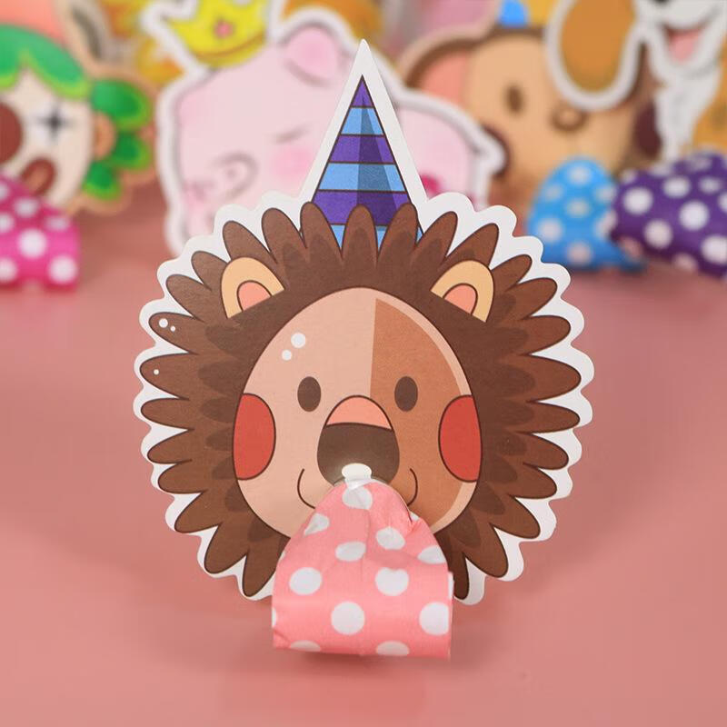 儿童生日派对卡通吹龙助威摆摊玩具小丑吹龙卷口哨喇叭吹吹卷道具 黑狮子（10个/包）