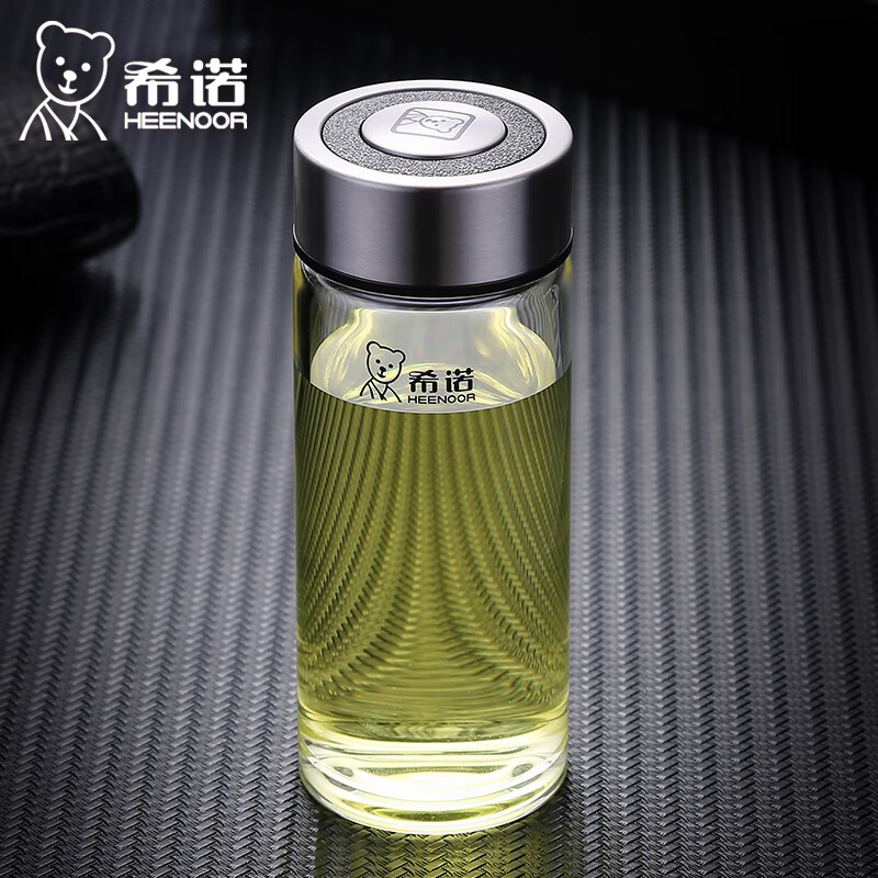 希诺(heenoor)玻璃杯单层加厚男士大容量泡茶水杯小巧便携女士透明