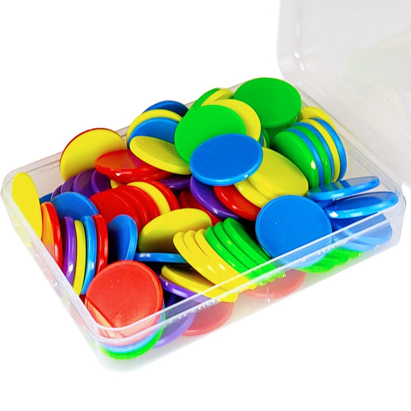 舜江 直径25mm计数圆片圆形彩色塑料计数小圆片一元硬币同等大小幼儿