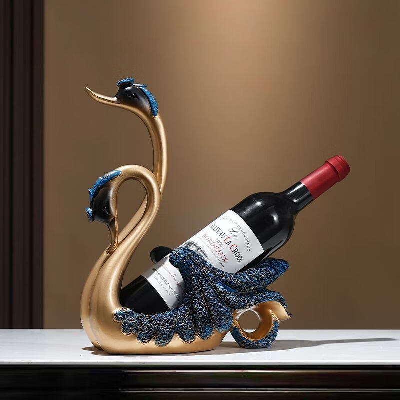 轻奢现代风酒架摆件酒柜电视柜装饰工艺品客厅乔迁结婚新婚礼物 天鹅酒架一只不含酒瓶