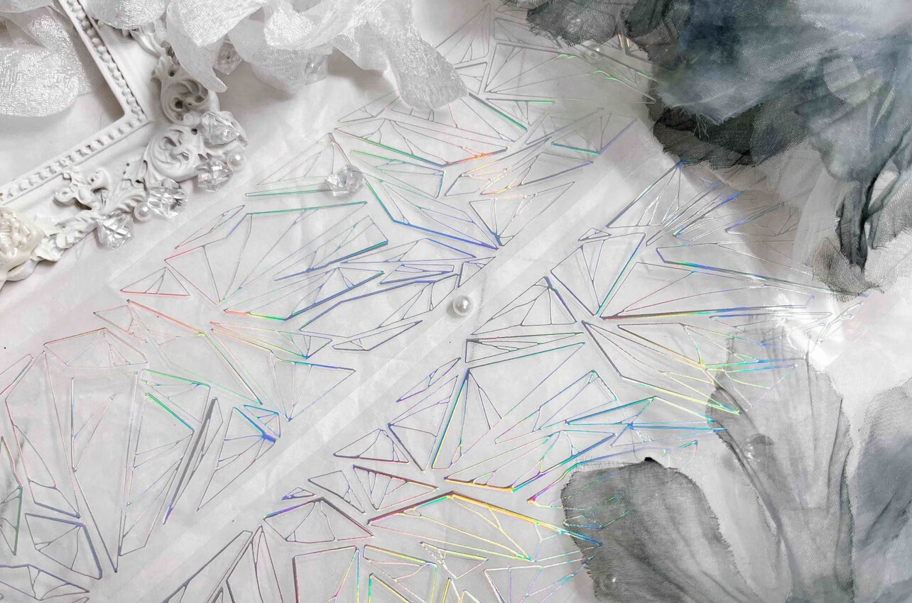 分装女孩手帐笔记diy点缀咕卡 【凌空之刃】纯烫镭射银钩边pet100cm