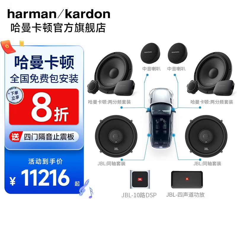 哈曼卡顿(harman/kardon)汽车音响套装适用于丰田同轴喇叭低音车载扬声器 8喇叭(三分频)+DSP+功放 CHR/威兰达/汉兰达/锋兰达/威飒属于什么档次？