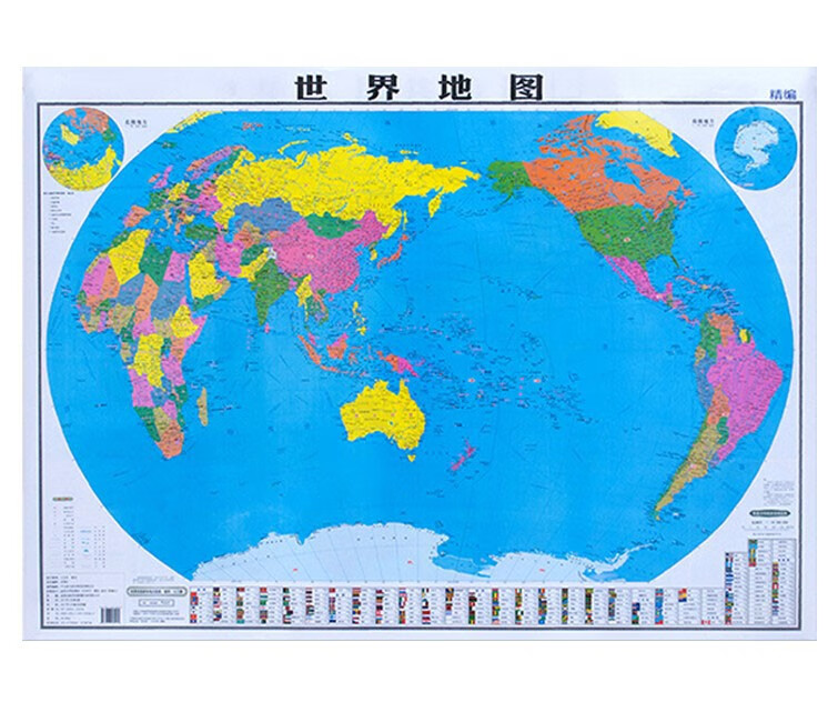 年新版中国中华人民共和国地图中国地图+世界地图105*75CM灰杆挂图防水两面覆膜高清地图 世界地图（加厚版 膜图）