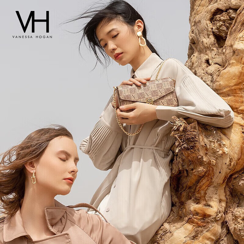 VANESSA HOGAN VH女包山茶花信封包老花高级感单肩斜挎链条包生日礼物送女友