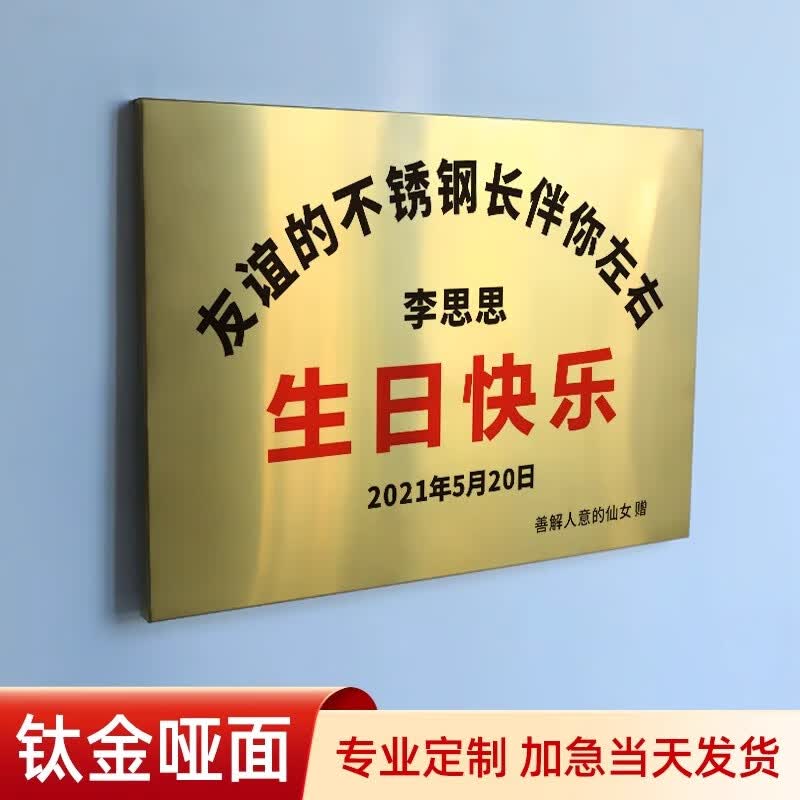 生日礼物不锈钢牌匾 生日礼物闺蜜男女生朋友不锈钢搞怪仪式的 20*30c