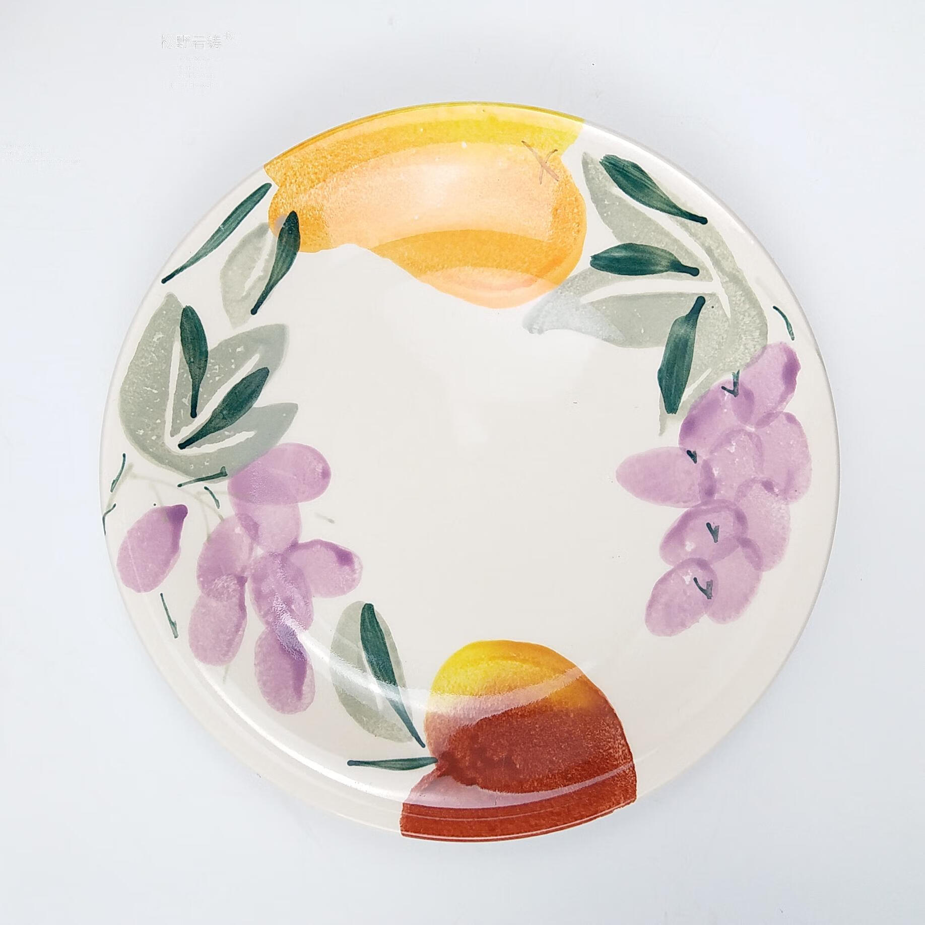 hywlkj隽颜堂2手绘盘子菜盘陶瓷盘子75寸点心蛋糕平盘可装饰挂盘微波