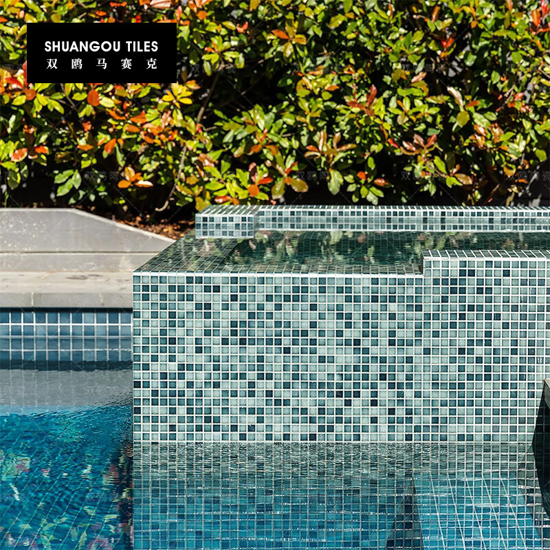陶瓷双鸥网红民宿游泳池马赛克陶瓷浴池水池酒店温泉池小颗粒印花瓷砖
