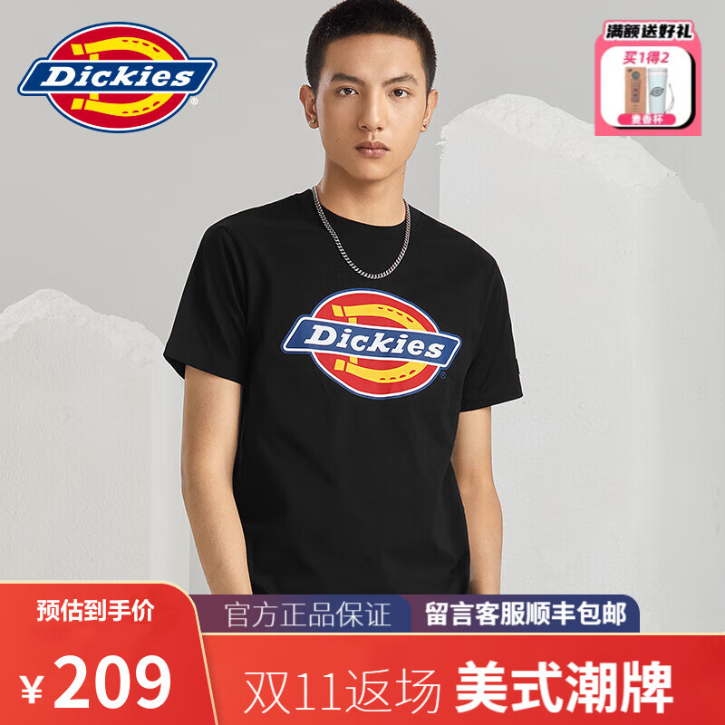 dickies迪克彩色logo印花短袖t恤男2024春夏新品圆领棉舒适短tee女