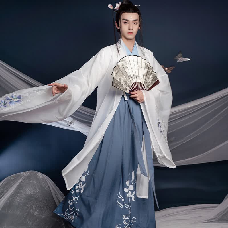 绘自然  古装汉服飘逸日常男生中国风书生仙气大袖衫春夏汉服 醉逍遥(白)全套 M高性价比高么？