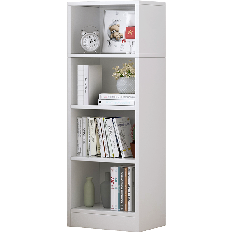 UCU 书架落地简约家用卧室多层收纳置物客厅简易学生置物柜小型 全封闭后背板 4层-暖白色30*24*119cm