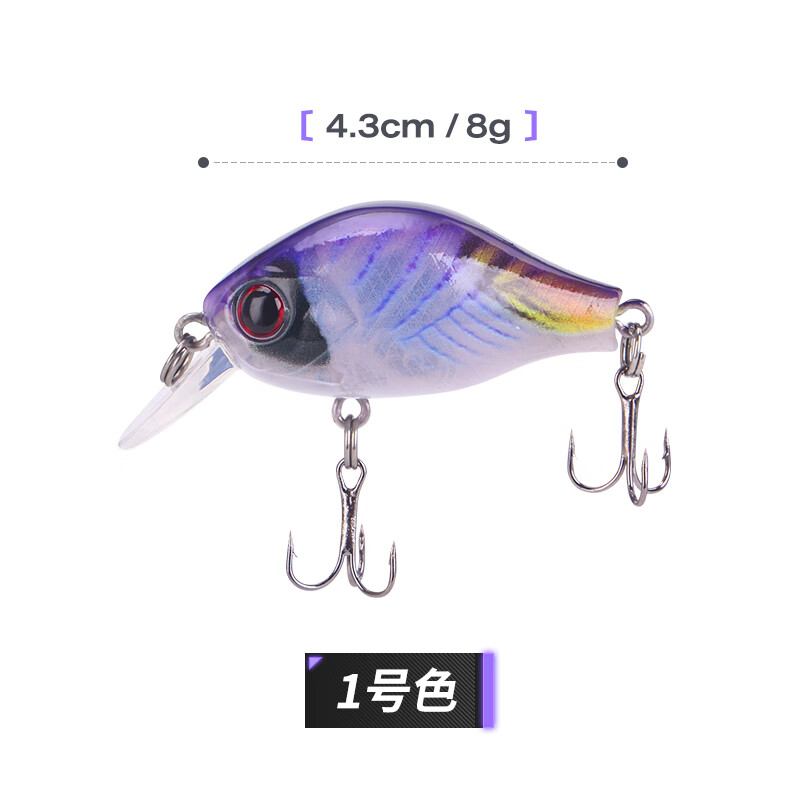 威和路亚饵3d打印米诺浮水假饵小胖子4.3cm8g 1号色 3d打印小胖子b款