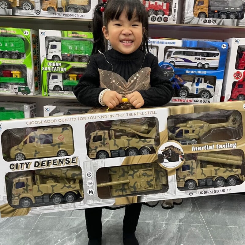 栀趣儿童玩具车军事坦克模型导弹车超大号仿真3小汽车6岁套装玩具男孩 新款3只军事礼盒装[豪华大礼