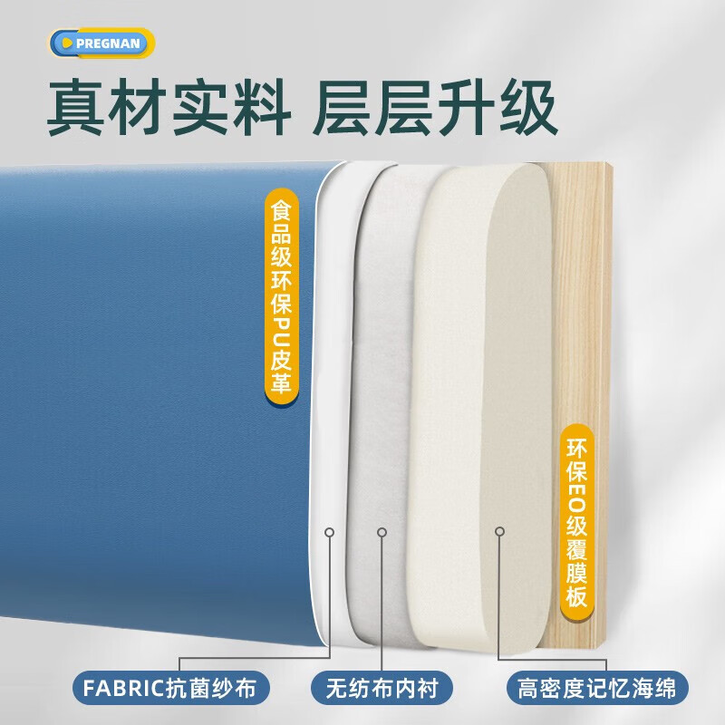 圣古【母婴级】床头软包墙贴榻榻米墙围防磕碰儿童防撞贴防撞垫3d加厚 浅粉色20cm*50cm