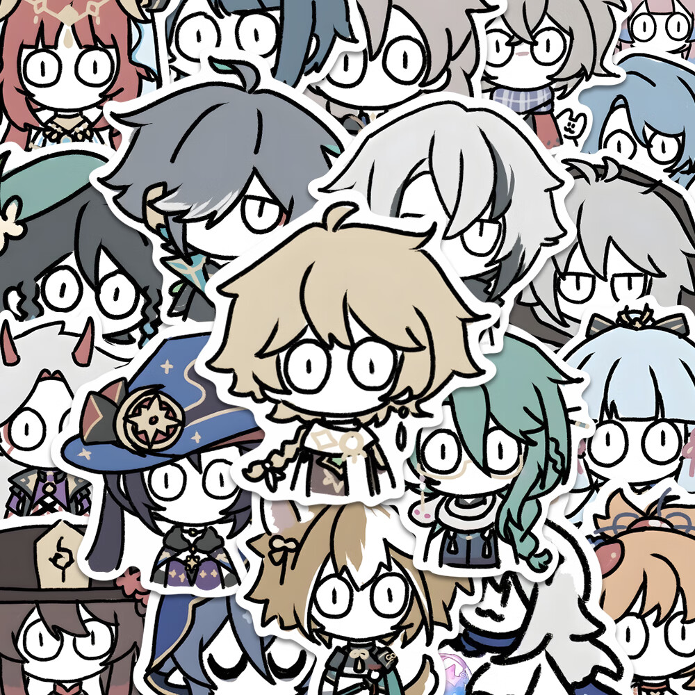 幸福芸120张创意卡通原神头像贴纸手游二次元diy手机壳贴画防水 60张