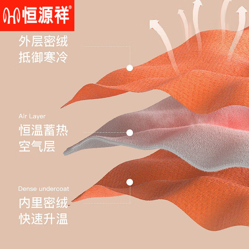 恒源祥秋冬季保暖套装德绒加绒加厚打底内衣柔软新款男款秋衣秋裤 二件套：深蓝+深蓝 3XL (体重170-190斤)