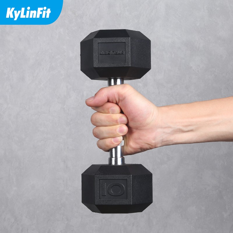 kylinfit 无味pu六角哑铃 男健身多规格力量训练健身器材 pu六角哑铃