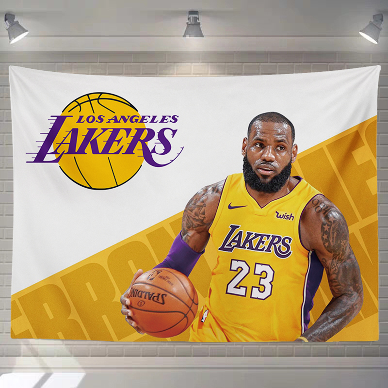 2021新款 直播创意背景布ins挂布 nba湖人队挂布詹姆斯背景布ins房间