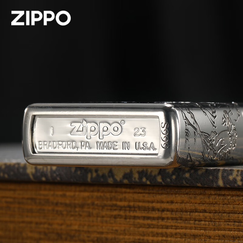 ZIPPO打火机官方正品防风芝宝盔甲纯银祥云龙招财貔貅送男士友生日礼物 重甲纯银招财貔貅【套餐款】