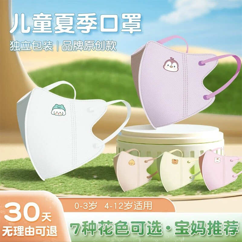 万宝绿 2024款儿童口罩6-12岁女童秋冬季透气宝宝3d立体0-3岁女孩男童卡通小孩3到6独立包装 三图案混搭【女童 30片】独立装 【0-3岁小童】建议体重25斤以内