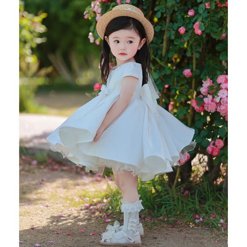 达趣梦女童礼服花童婚礼小女孩公主裙夏短袖儿童周岁写真摄影表演