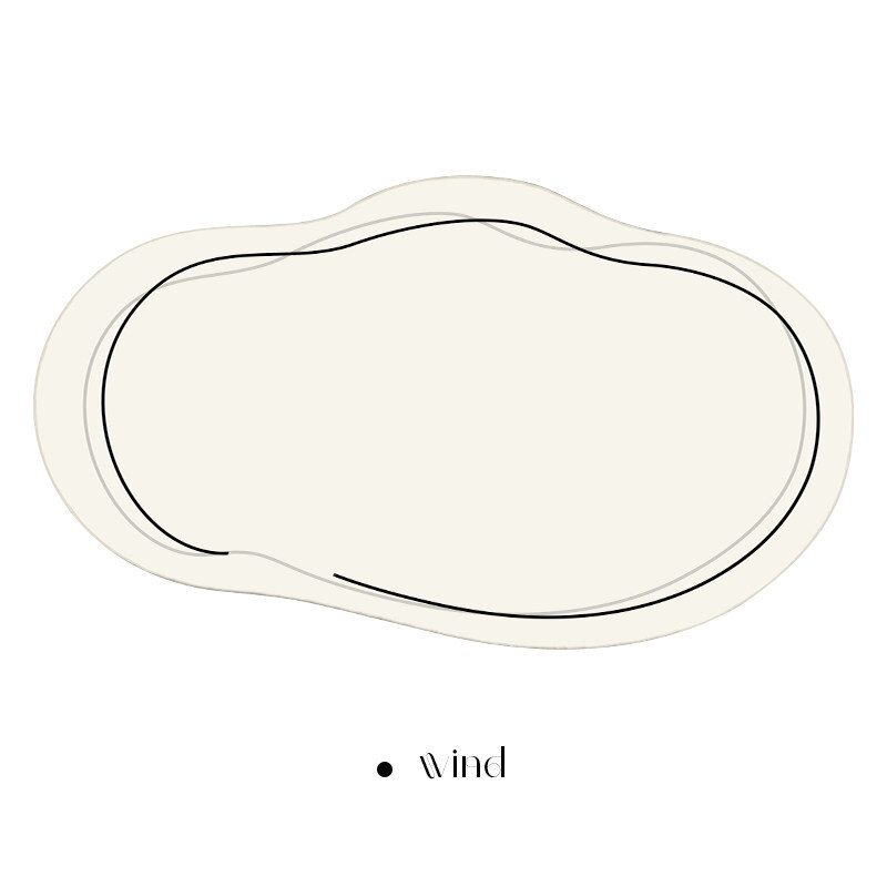 白萱云朵地毯客厅白色圆形茶几毯日式不规则异形椭圆形床边卧室ins风