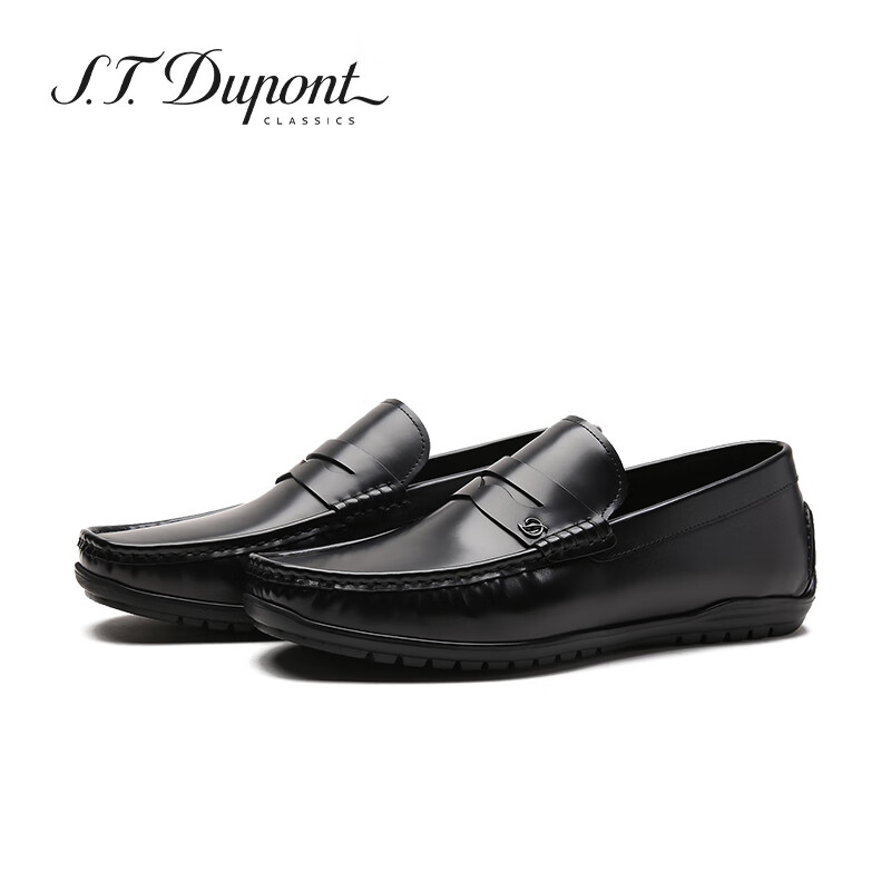 S.T.Dupont都彭男鞋男士商务休闲正装皮鞋男软底套脚透气乐福鞋L32275105 黑色 单层 38 欧码