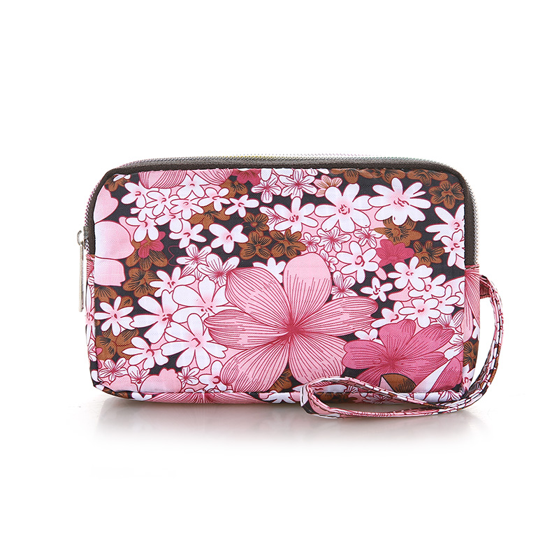 書(shū)果兒手拿包女手抓零錢(qián)包布藝韓版女士長(zhǎng)款錢(qián)包大容量手機(jī)包袋 粉色花卉