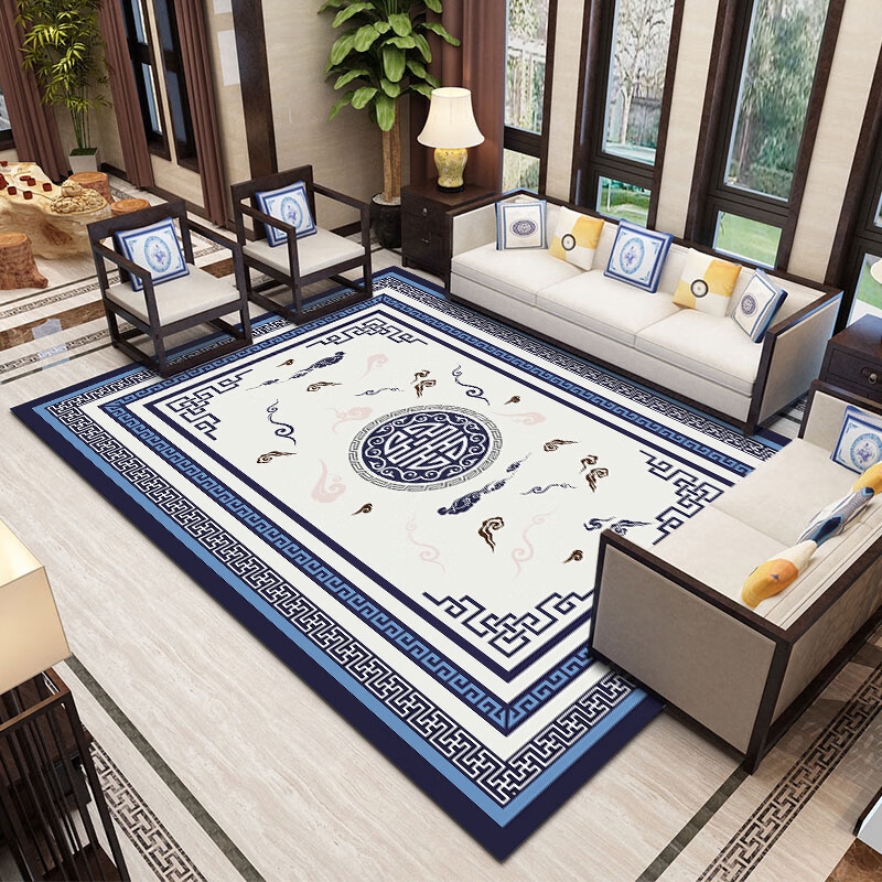 可爱典（Keaidian）新中式地毯客厅沙发茶几毯简约中国风禅意卧室满铺地毯可定制 z-34 140x200cm（升级款-多尼尔材质）