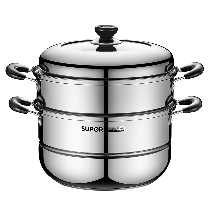 苏泊尔（SUPOR） 蒸锅家用304不锈钢蒸笼加厚大容量复底燃气电磁炉通用 【加高锅盖】 2层 28cm