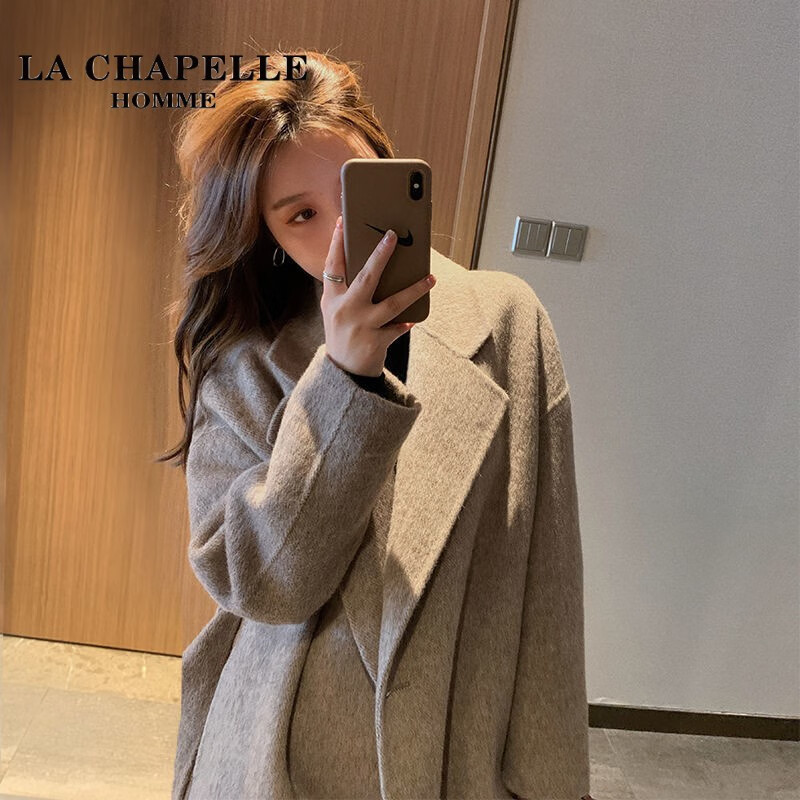 lahomme秋冬季双面毛呢大衣女中长款高端毛呢外套加厚呢子2020年新款