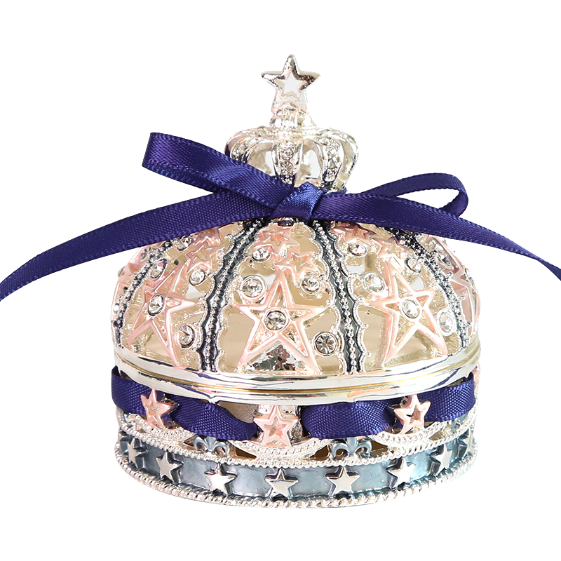 osewaya首饰盒picals欧式公主皇冠创意求婚戒指盒高档饰品盒女生圣诞礼物 EX589-2深蓝色-五角星 