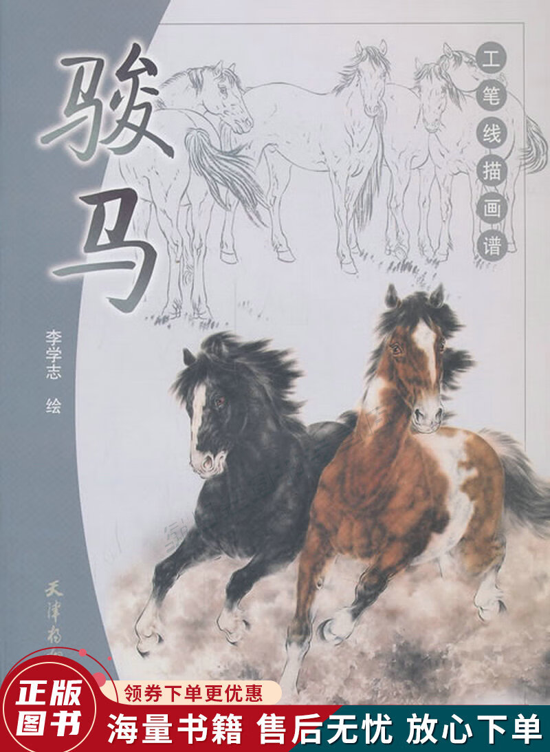 工笔线描画谱:骏马