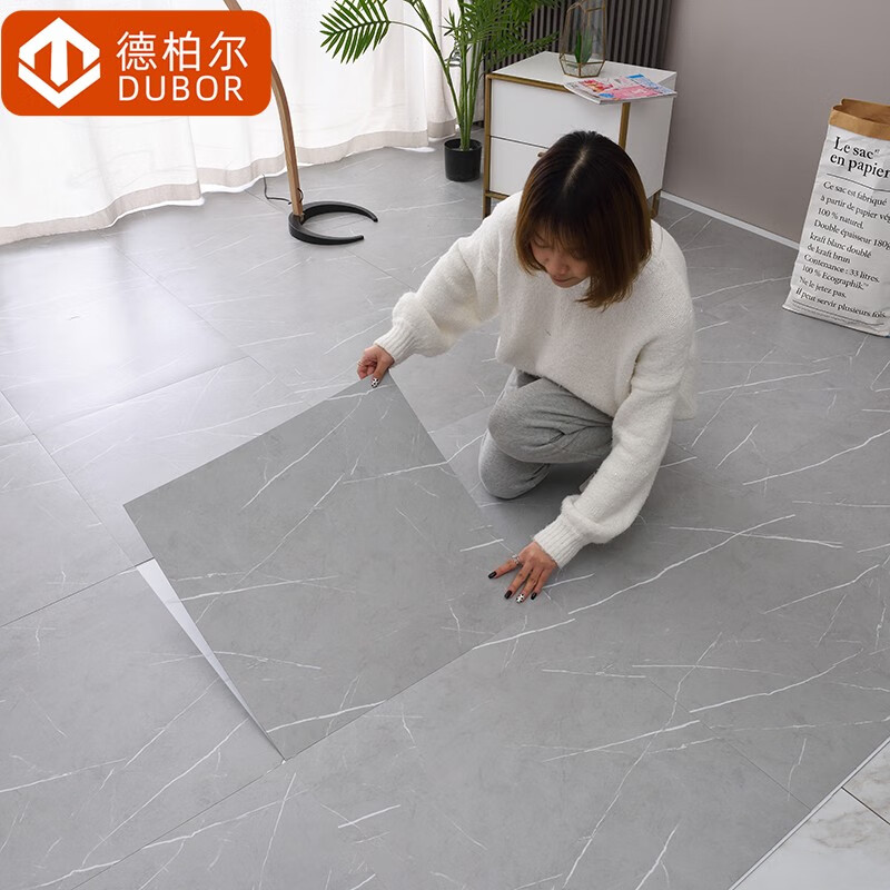 德柏尔pvc自粘地板革加厚耐磨防水泥地胶直接铺家用仿大理石塑地板贴