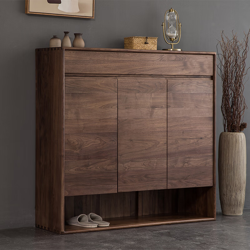 媿魅  实木鞋柜家用北美黑胡桃木鞋柜木全木鞋柜现代简约大容量鞋架