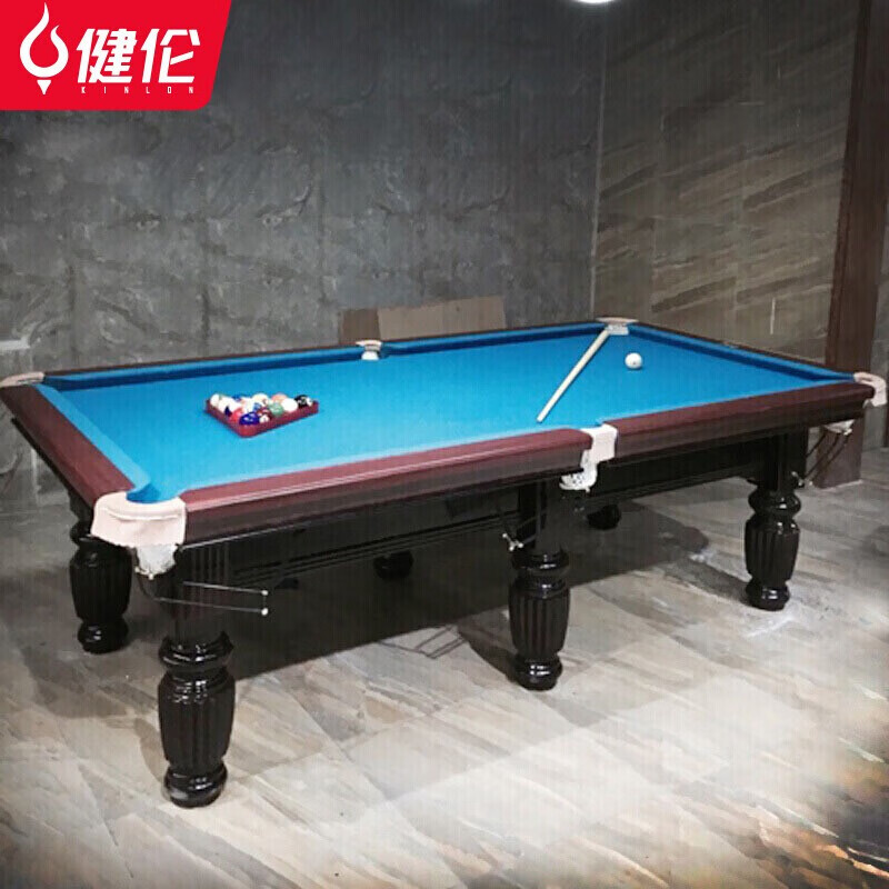 健伦(JEEANLEAN) 台球桌 标准成人家用桌球台美式黑八落袋台球案二合一乒乓球 9尺 花腿高配款
