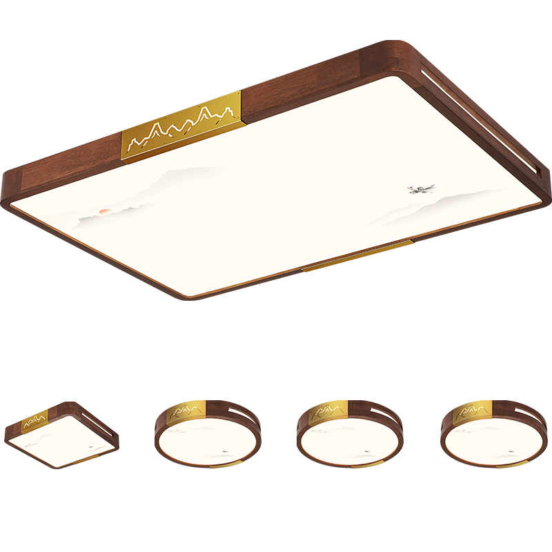 雷士照明（NVC）中式原木風led吸頂燈客廳大燈書房餐廳燈臥室燈燈具燈飾全屋套餐 力薦 【四室一廳】客廳+臥室*4