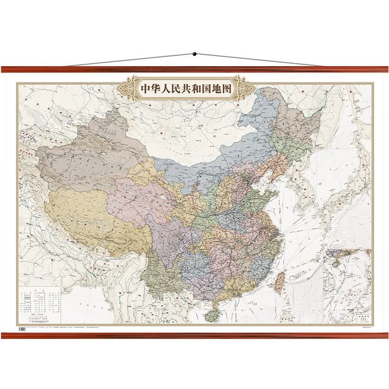 2022年 地图 仿古版 客厅装饰挂图 1.5米*1.1米 中国地图