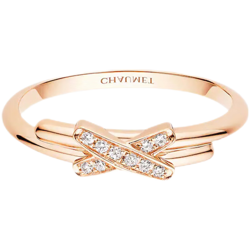 尚美巴黎（CHAUMET） 買手代購 JEUX DE LIENS 歡·緣系列X形鑲鉆戒指婚戒鉆戒女士戒指 細款 0.05克拉 18k玫瑰金 082218 45