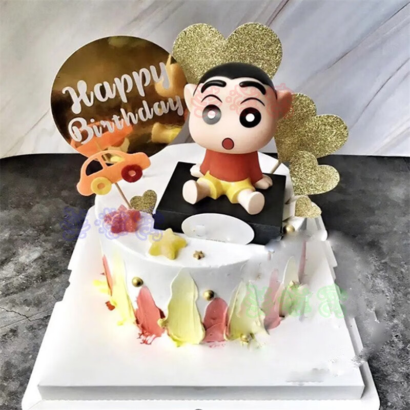 芙滋窝新款蜡笔小新生日蛋糕儿童校园搞笑乖巧男孩女孩定制全国同城